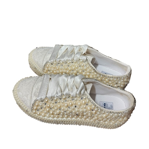 Stilo Cream Textured Espadrilles with Shimmery Finish|Made in Turkey. - Picture 6 of 12